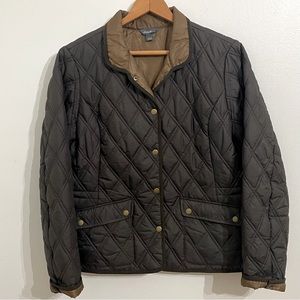 Eddie Bauer Jacket Womens Large Brown Tan Quilted Outdoors Coat Preppy Ladies